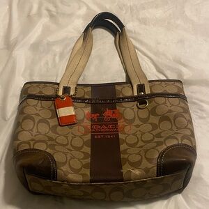Coach Brown and Tan Signature Tote